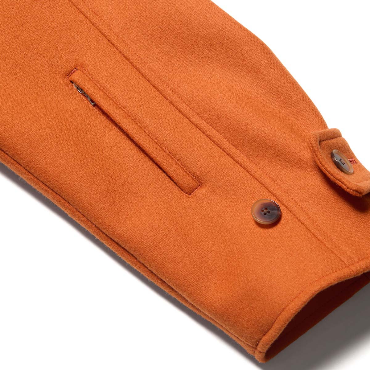 SOPHNET.  / WOOL MELTON SHORT OVERCOAT (Orange) 袖ポケット